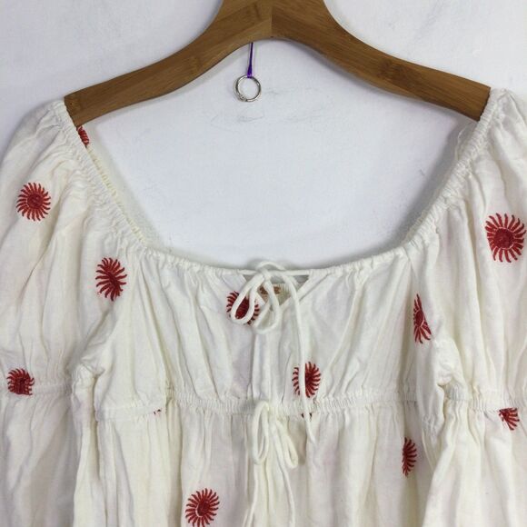 Free People Women's MIDI Dress Emory Embroidered Ivory Combo Size S NWT - Picture 2 of 16